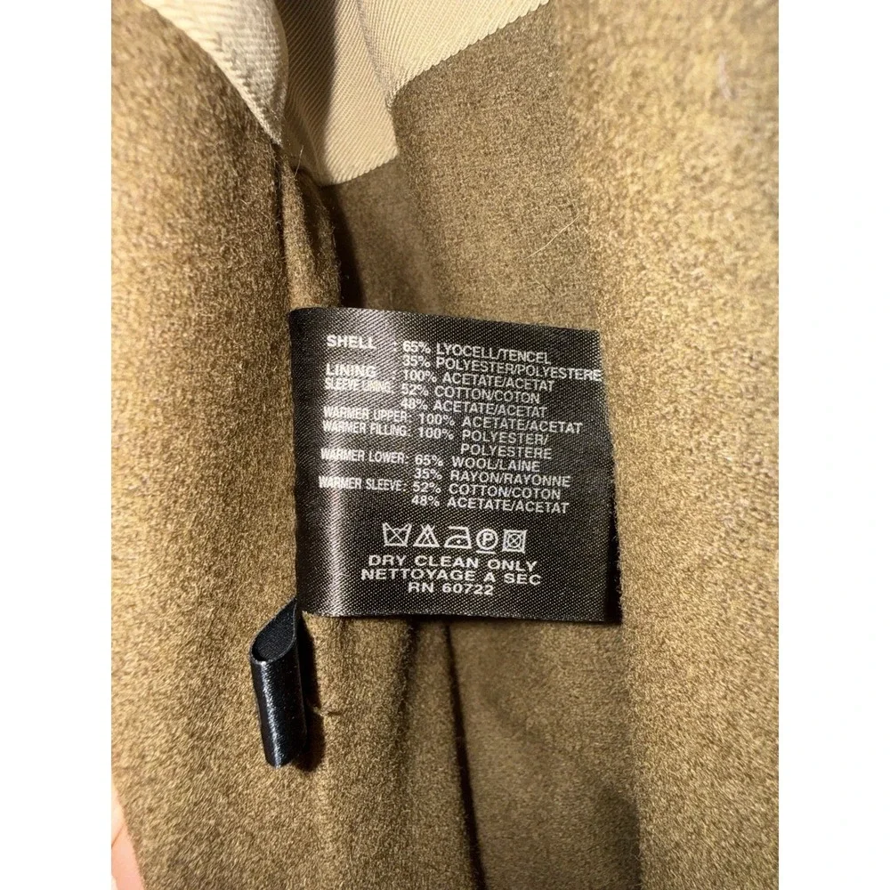 Mens Sanyo Khaki Belt Trench Coat Size R40 Wool Liner Minimalist Luxury - Picture 4 of 9